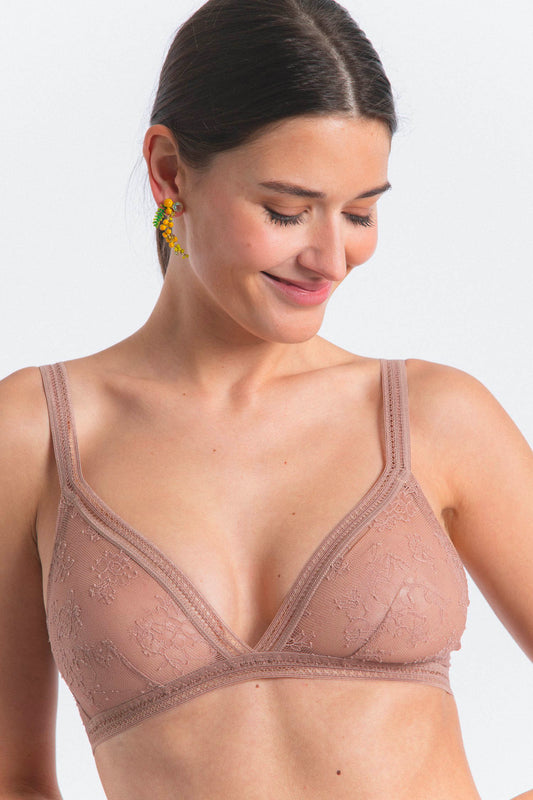 MISS LEJABY : Praline lace triangle bra
