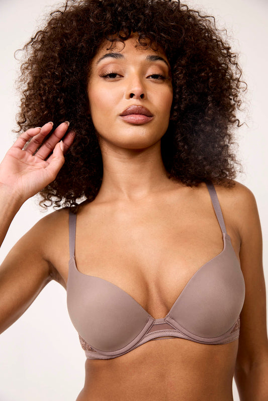 SIN : Soutien-gorge fauve push-up en broderie

