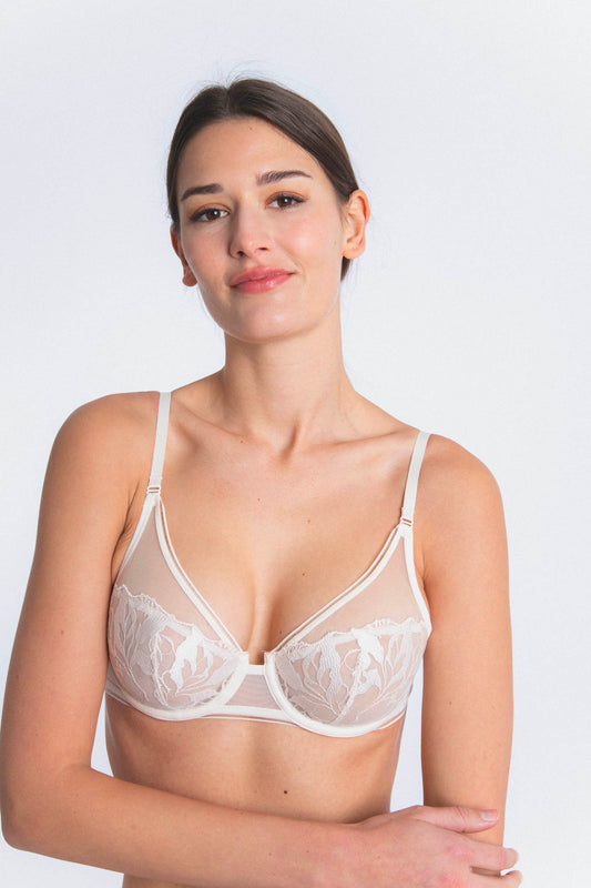 SIN : Underwired bra with lily embroidery