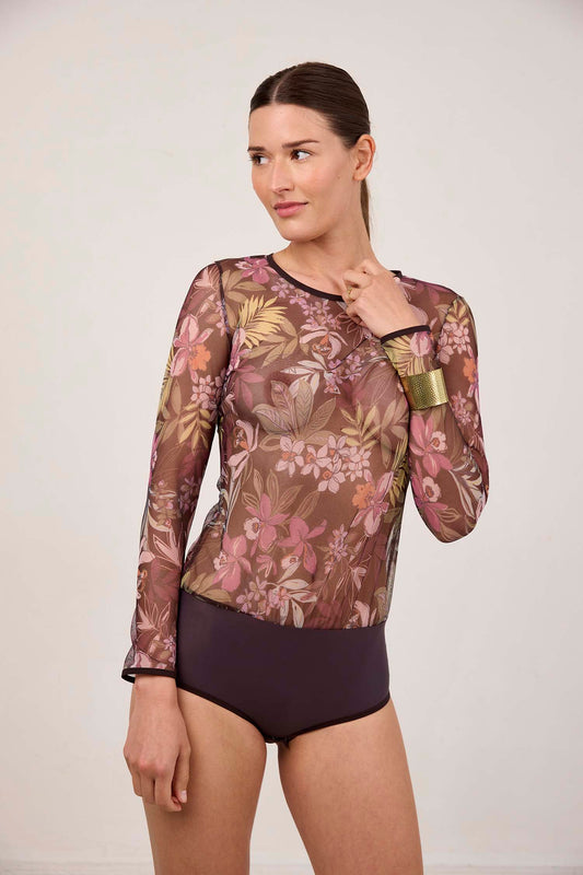NUFIT GARDEN : Body motif floral manches longues