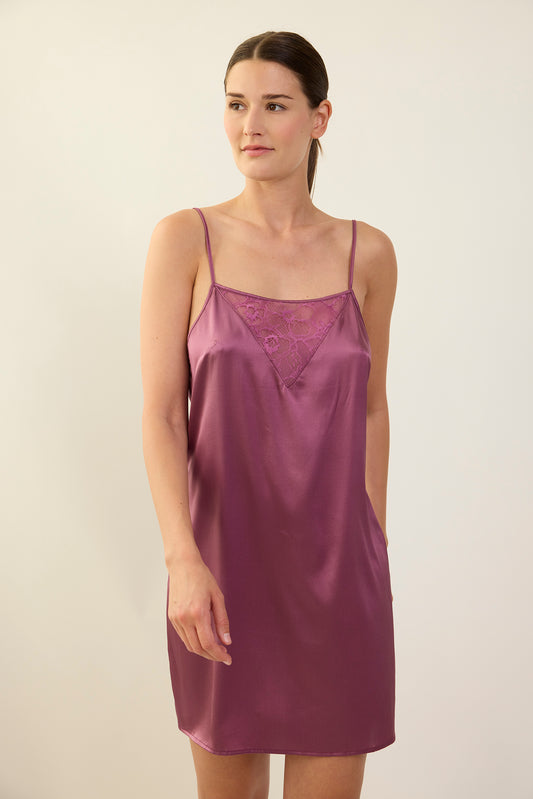 SILK'N LACE : Pink silk and lace nightdress