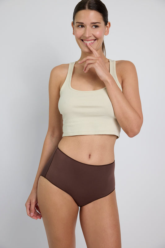 LES INVISIBLES : Culotte haute marron invisible