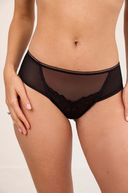 INTUITION : Tanga noir en broderie
