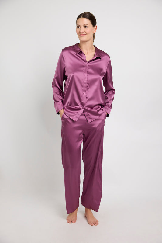 SILK N MOON : Pink silk trousers
